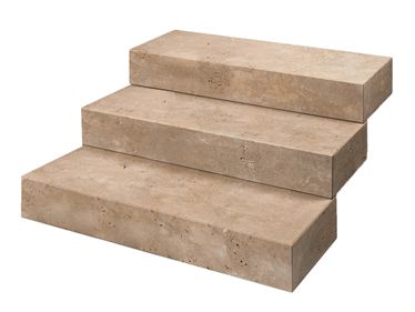 Muurblokken Travertin Noce blootgelegd