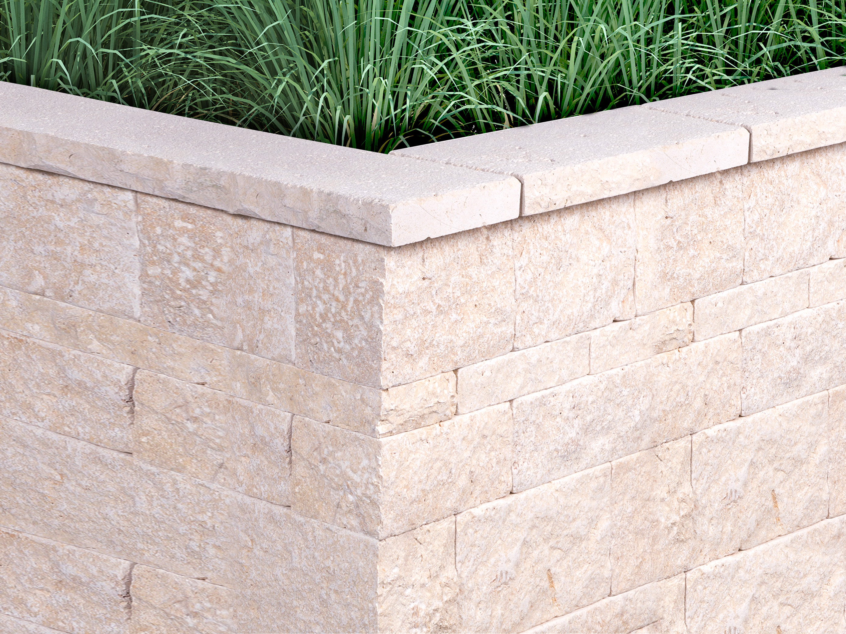 Muurbekleding Kalksteen Cremona met gras