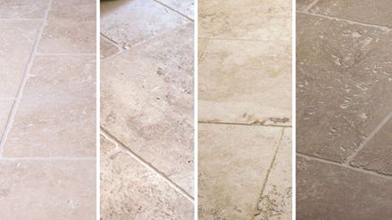 Vergelijking van verschillende travertijnen naast elkaar