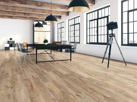 Studio met houtlook tegels Canada Lodge