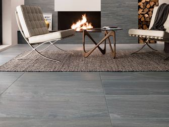 Woonkamer met Mountain Grey keramische tegels