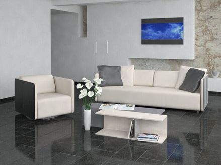Woonkamer met Black Beauty basalttegels