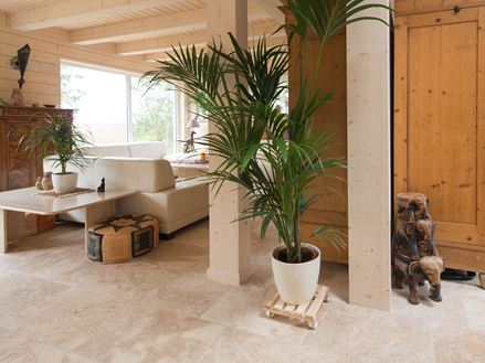 Woonkamer en hal met Travertin Rustic